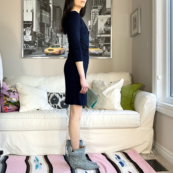 Mango black stretch asymmetric ruched minidress - Picture 6 of 13